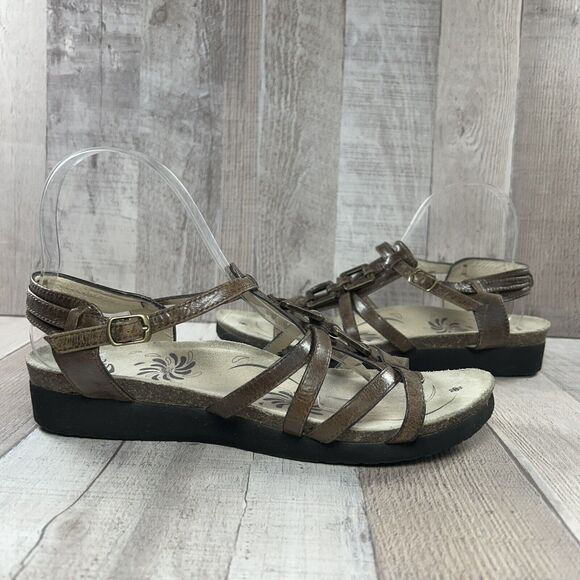 Abeo Biosystem Women's Strappy Sandal Leather Ankle Strap Buckle Brown Size 10 - Picture 3 of 15